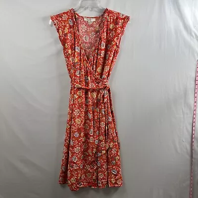 Loft Wrap Dress Womens 8 Floral Orange • $14.50