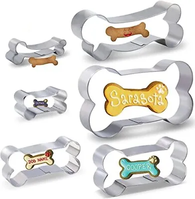 6 Pieces Stainless Steel Metal Dog Bone Shape Cookie Cutter Set Silver • $9.73