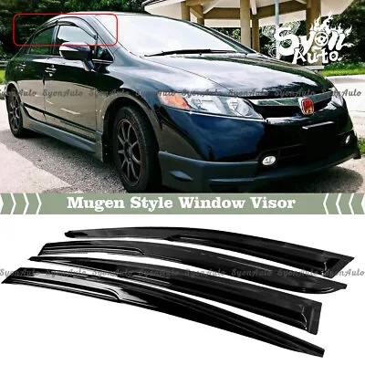 $27.99 • Buy Fits 2006-2011 Honda Civic Sedan Jdm 3d Wavy Mugen Style Window Visor Rain Guard