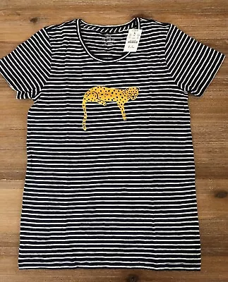 J. Crew Factory Women's Striped Cheetah Collector's T Shirt - Navy - NWT • $34.99