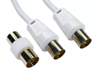 HQ Gold M-M Aerial Coaxial Cable TV Coax RF Lead With Female Coupler Freeview • £8.92