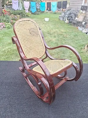 Vtg Kids' Mid Century Cane & Bentwood Child's Rocking Chair ! • $54.99