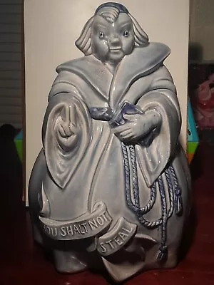 Red Wing Pottery Cookie Jar Blue Monk Friar Antique Thou Shall Not Steal • $29.55