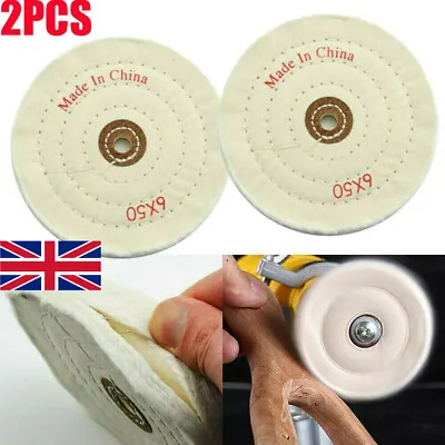 2x 150mm 6 Inch Cloth Buffing Polishing Wheel Mop Bench Grinder Buffer Disc Pad • £5.88