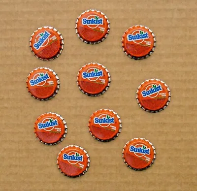 Sunkist Orange Soda Bottle Vintage Metal Crown Caps Lot Of 10 • $7.24