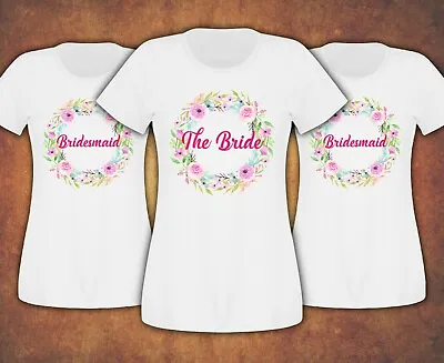  Free Delivery  Hen Do Party Bridesmaid Bride Floral T-shirt Ladies Female  • $12.43