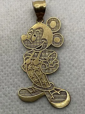 CUTE Solid 10K Yellow Gold DISNEY MICKEY MOUSE Charm Pendant(43.5mmx19.8mm) 2.3g • $250