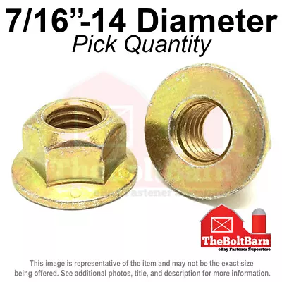 7/16 -14 Grade 8 (G) Hex Flange Top Lock Nuts Coarse Zinc Yellow (Pick Quantity) • $14.17