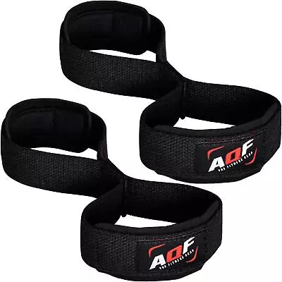 AQF Weight Lifting Wrist Straps Figure 8 Padded Cuff Gym Support Hand Bar Grips • £7.99