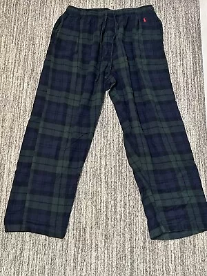 Ralph Lauren Polo Pajama Pants Men Extra Large Blue Plaid Tartan Lounge Flannel • $6.99