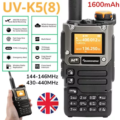 Quansheng UV-K5(8) VHF UHF Dual-Band Ham 5W Portable Two-way Radio Walkie Talki • £26.99