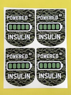 OMNIPOD 5/ Dash Pump. 4x POWERED BY INSULIN Stickers. Diabetes. Camouflage. • £3.50