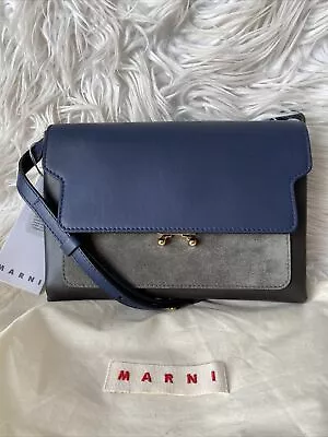 MARNI Trunk Leather & Suede Shoulder Crossbody Bag NWT Retail $1170 • $899