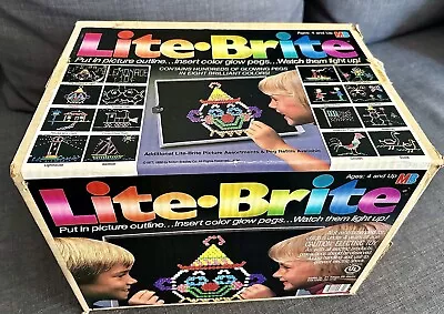 Vintage Lite Brite Toy Game Original Box Pegs 15 Sheets Milton Bradley 1986 USA • $25.50