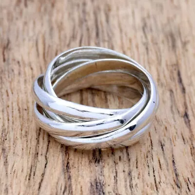 Solid 925 Sterling Silver Band & Meditation Ring Handmade Rolling Ring All Size • $11.10