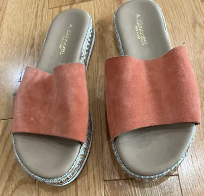 A. Giannetti Leather Suede Sandal Size 6.5 Slip On Made In Italy • $31.20