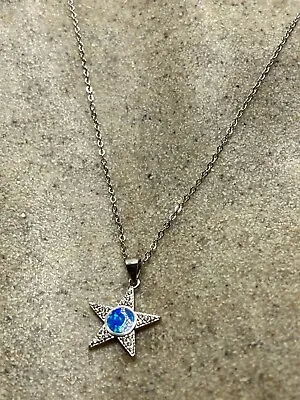 Vintage Fire Opal Star Necklace Deco 925 Sterling Silver • $68