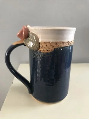 $0.99 • Buy Art Studio Pottery Coffee Mug Big Mudd Mothers Ohio Elaine Lamb  Rose Blue