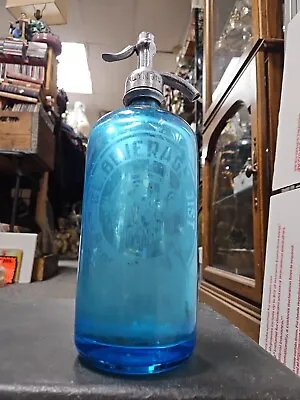 Vintage Blue Seltzer Bottle T&l Beverage Brooklyn NY Czechoslavakia Spritz Btl • $35