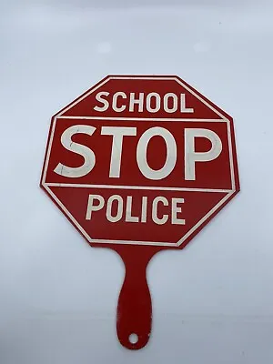 STOP POLICE Red Antique Vintage Octagon CROSSING GUARD SIGN Used RARE School N1 • $129.99