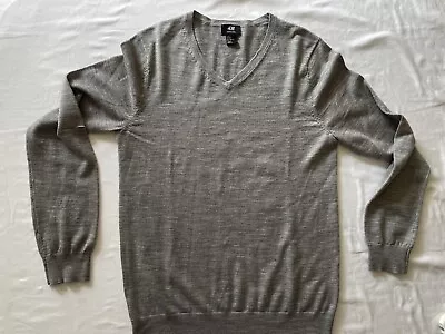 H&M Mens Long Sleeve Sweater 100% Merino Wool Charcoal Grey Size Medium • $9.99