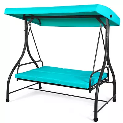 Topbuy 3 Person Porch Swing Hammock Bench Chair Outdoor With Canopy • $279.99