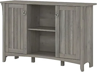 Rustic Gray Grey Wooden Buffet Console Storage Cabinet China Server 2 Door Curio • $253.90