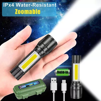 $6.39 • Buy Outdoor LED Torch USB Rechargeable Flashlight Police Tactical Zoom Camping Lamp