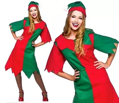 £5.95 • Buy Ladies Budget ELF LADY Christmas Nativity Adult Fancy Dress Fun Costume XM-4594