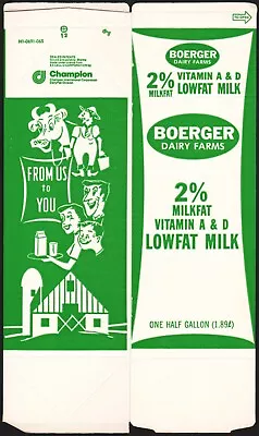 Vintage Box BOERGER DAIRY FARMS Lowfat Milk Carton Family Farmer Cincinnati Ohio • $5.94