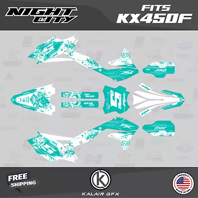 Graphics Kit For Kawasaki KX450F (2016-2018) NightCity Series - Teal Shift • $214.12