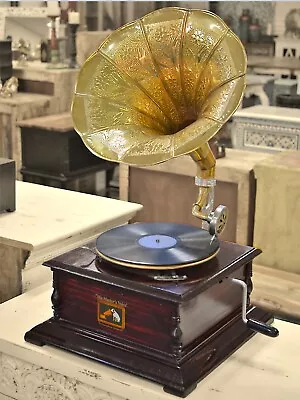 Antique Style Gramophone Player Wind Up Phonograph Vintage Vinyl Record Player • $240