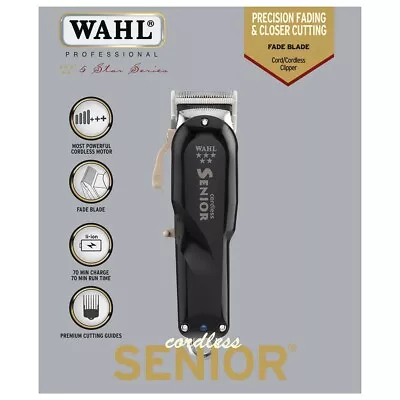 5-Star Wahl Cordless Senior Hair Clipper Adjustable Taper Lever Professional • £61.65