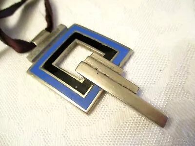 ORIGINAL 1920 ART DECO Vintage MADE IN FRANCE Enamel PENDANT NECKLACE • $300