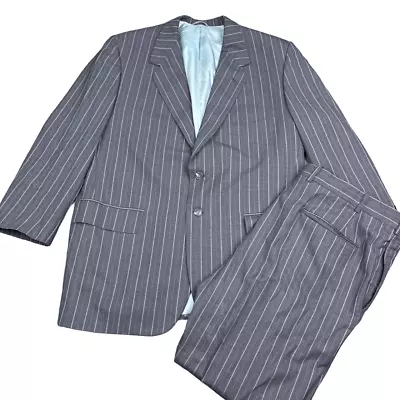 Tom James Holland & Sherry Royal Classic Suit Mens Size 46 Gray Pin Stripe • $179.67