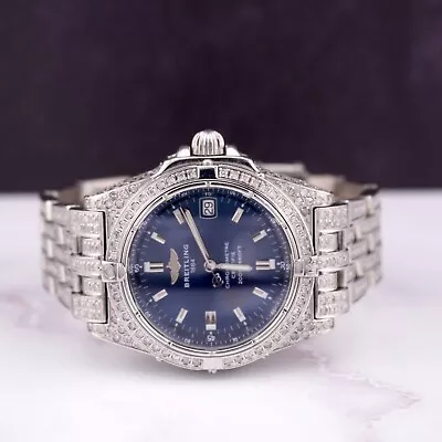 Breitling Callisto 35mm Iced 5ct Diamond Steel Ladies Steel Watch Ref A77346 • $5899.99