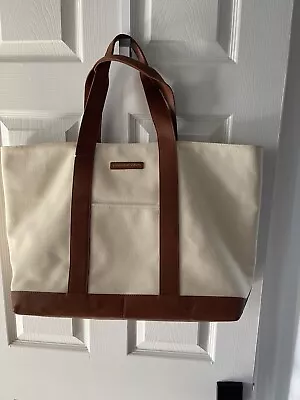 Vineyard Vines Large Canvas Tote/BAG Brown Leather Trim And Base • $35