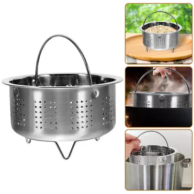 Stainless Steel Steamer Basket With Handle - Round Vegetable Steaming Pot Insert • $13.38