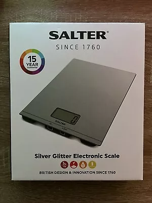 Salter Digital Kitchen Scales Weighs Food & Liquid Easy To Read Silver Glitter • £11.49