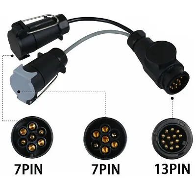 13 Pin To 7 Pin Adaptor Trailer Extension Lead Caravan Towing Socket Plug Board • £17.99