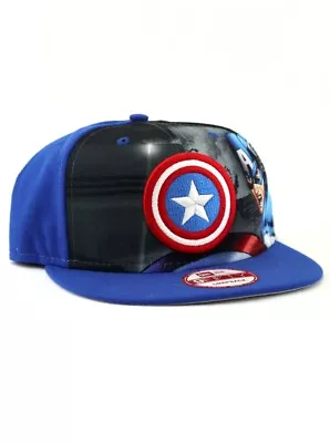 New Era Captain America 9fifty Snapback Hat Adjustable Marvel Universe Blue • $35.95