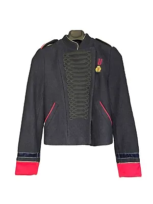 Zara Military Wool Jacket Blazer Marching Band Navy Blue Red XS • $49.99