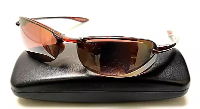 MAUI JIM MAKAHA PC-BG MJ-805-10 Brown Plastic Rectangular Wrap Sunglasses JAPAN • $65