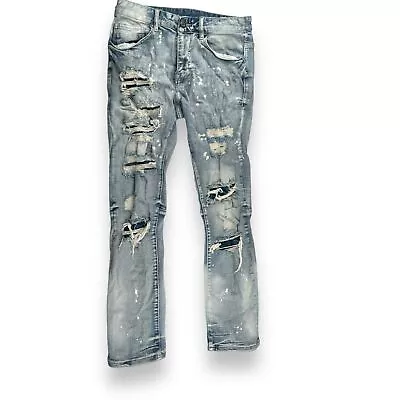 Smoke Rise Mens Distressed Bleach Jeans Size 30x32 Y2k Style Hipster Grunge • $28.50