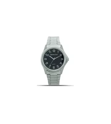 Montres Carlo Mens Classic Quartz Black Dial Stainless Steel Watch-a33652silblk • $11.99