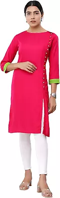 Vihaan IMPEX Pink Indian Dress For Women Formal Kurti Tunic Top Shirt • $45.59