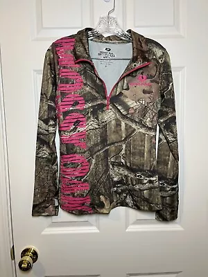 Mossy Oak Break Up Infinity Women's Quarter Zip With Pink Accents Size M • $14