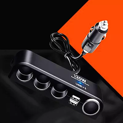 12V 4Way Multi Car Cigarette Lighter Socket Splitter 2xUSB Charger Power Adapter • £7.99