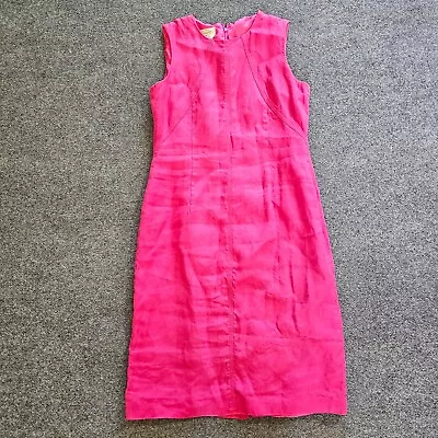Talbots Dress Womens 10 Pink Linen Sleeveless Sheath Fitted Lined Cocktail • $42.99