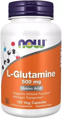 NOW Foods L-Glutamine 500 Mg  Amino Acid 120 Veg Caps EXP 04/2028 • $11.15